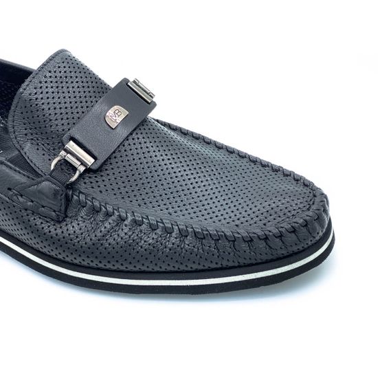 Лоферы Mario Bruni черные кожаные со сквозной перфорацией - фото 6, 