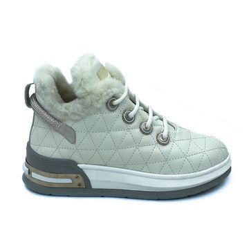 Кроссовки Marcelo Lopez белые кожаные МЕХ - фото 1, ER15921 ML BIANCO