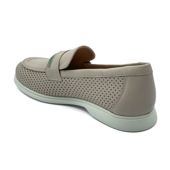 Лоферы Donna Soft  кожаные перфорированные бежевые - фото 3, 