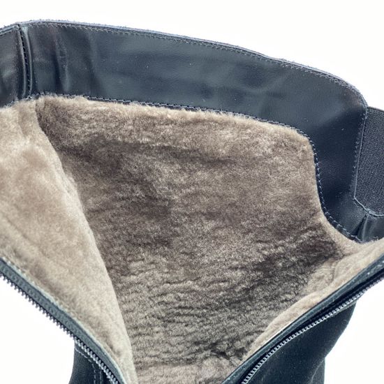 Полусапоги Marzetti черные МЕХ комбинация замши и наплака - фото 5, 