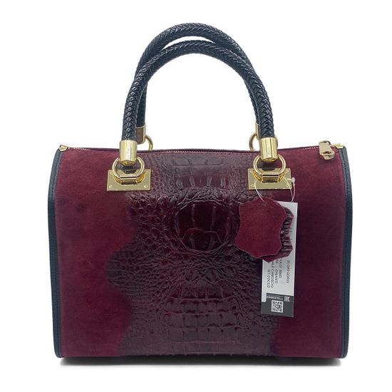 Сумка Di Gregorio бордовая крок/замша - фото 3, 