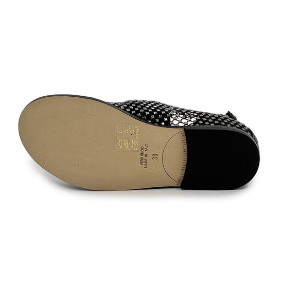 Сандалии FRUIT черные кожаные с сеточкой в стразах - фото 4, 9180 FR NERO