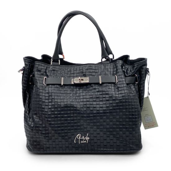 Сумка Renato Angi черная кожаная плетеная - фото 1, 