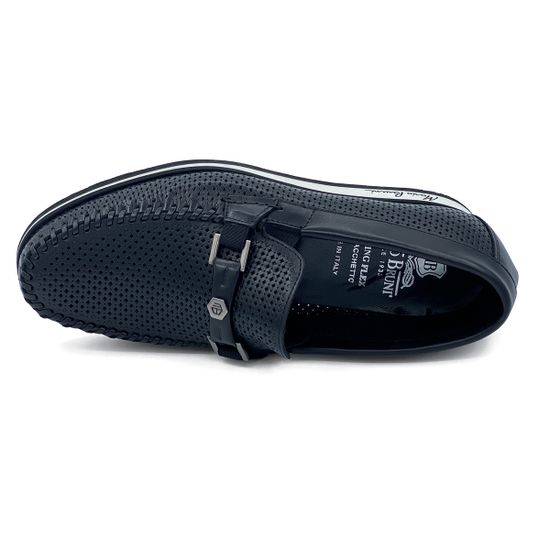 Лоферы Mario Bruni кожаные перфорированные черные - фото 5, 