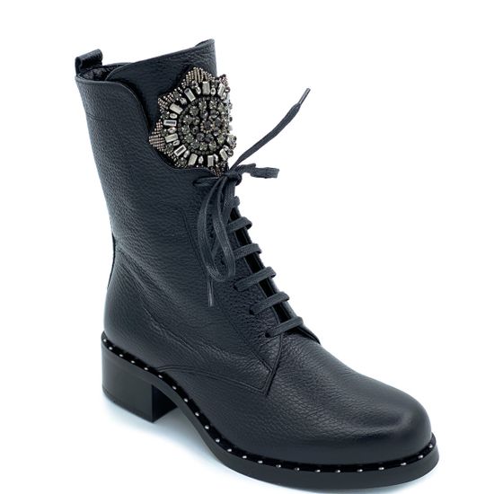 Ботинки Cover черные кожаные байка - фото 2, 