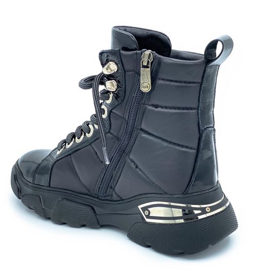 Ботинки Lab Milano черные кожаные МЕХ - фото 3, ZN1290 LAB