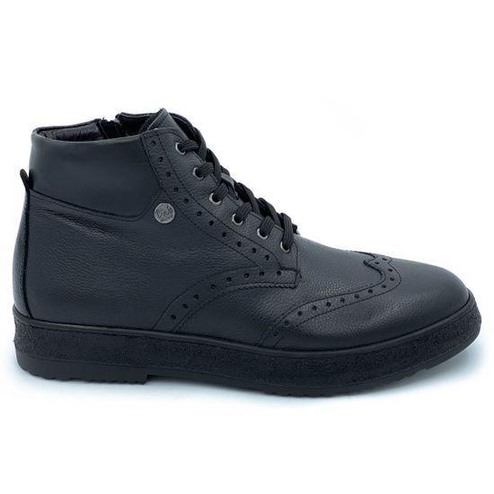 Ботинки Lab Milano черные кожаные МЕХ - фото 1, 