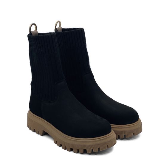 Ботинки Nila Nila черные кожаные на меху на бежевой подошве - фото 8, ZN26285M NIL NERO BEIGE