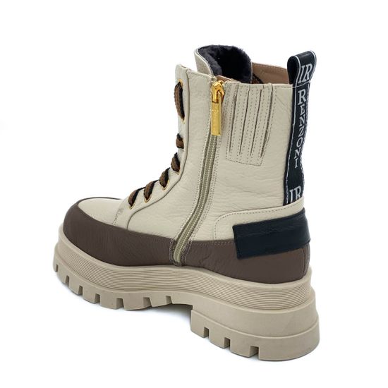 Ботинки Ilasio Renzoni бежевые кожаные МЕХ - фото 3, 