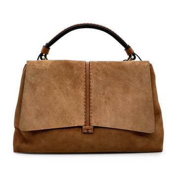 Сумка Loristella коричневая/бежевая замшевая - фото 1, 2735CA LS MARRONE