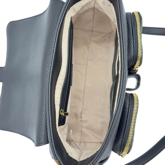 Сумка Braccialini черная/коричневая кожаная принт "леопард" - фото 6, B18634 P42 BRA