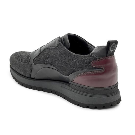 Кроссовки GIAMPIERONICOLA черные/бордовые кожа/текстиль на байке - фото 3, M393204 GPN NERO/BORDO