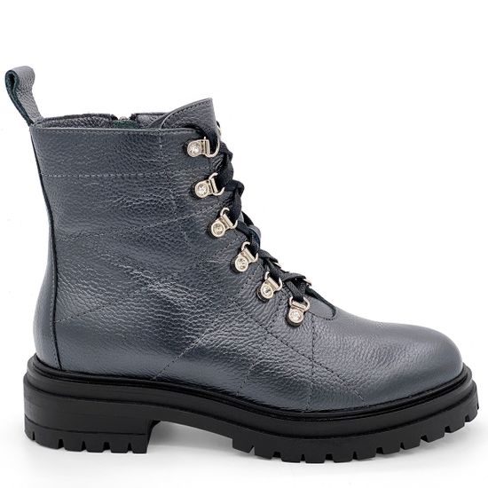 Ботинки Cover графитовые кожаные МЕХ - фото 1, 