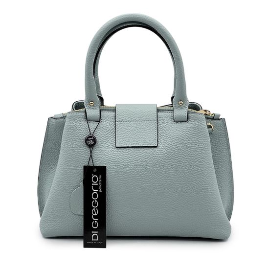 Сумка Di Gregorio серо-голубая кожаная - фото 3, 6002 DG CIELO