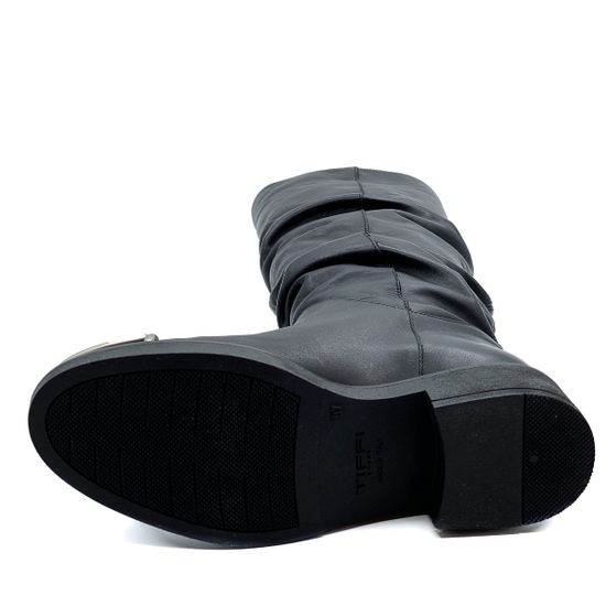 Сапоги Tiffi черные кожаные байка - фото 4, A363L TI