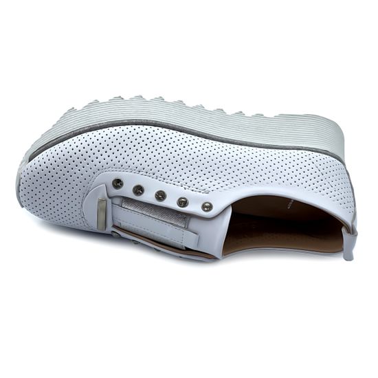 Кеды Lab Milano белые кожаные с перфорацией - фото 5, 