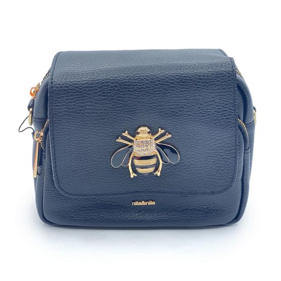 Сумка NILA&amp;NILA кожаная черная с пчелкой - фото 1, 