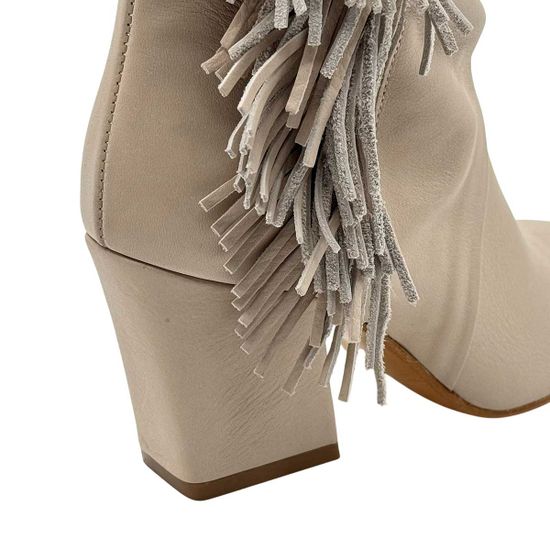 Полусапоги казаки MIMMU бежевые кожаные демисезонные - фото 7, M2726M7 MIM BEIGE