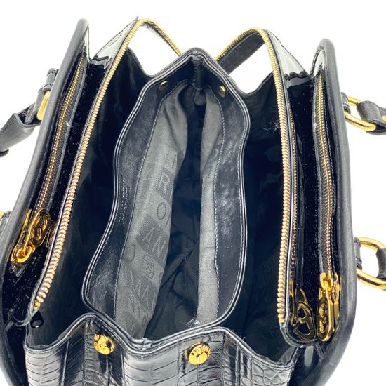 Сумка Marino Orlandi черно-серебряная кожаная - фото 7, 