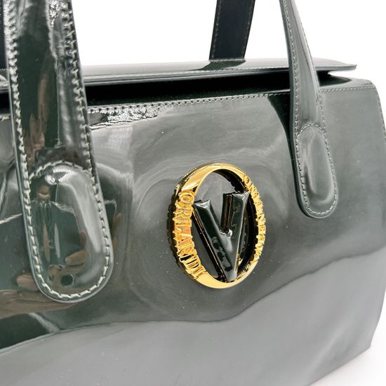 Сумка саквояж Valentino Orlandi зеленая лакированная - фото 4, 