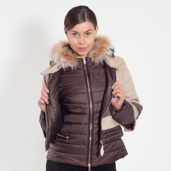 Куртка Galotti двойная драп бежево-коричневая - фото 10, 