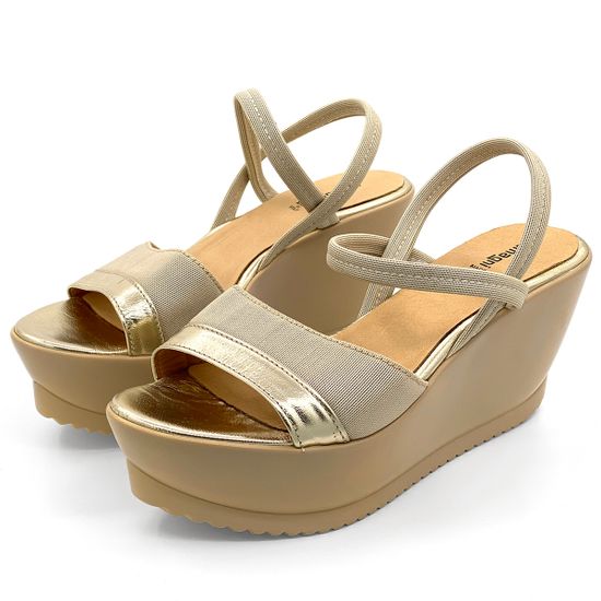 Босоножки Zamagni золотые текстильные с кожаными вставками - фото 7, Z470 ZAM ORO