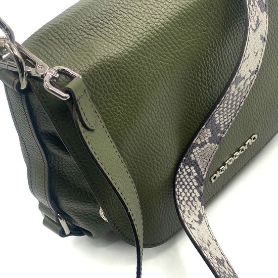 Сумка Di Gregorio зеленая кожаная с ручкой под питон - фото 4, 03237 DG OLIVA