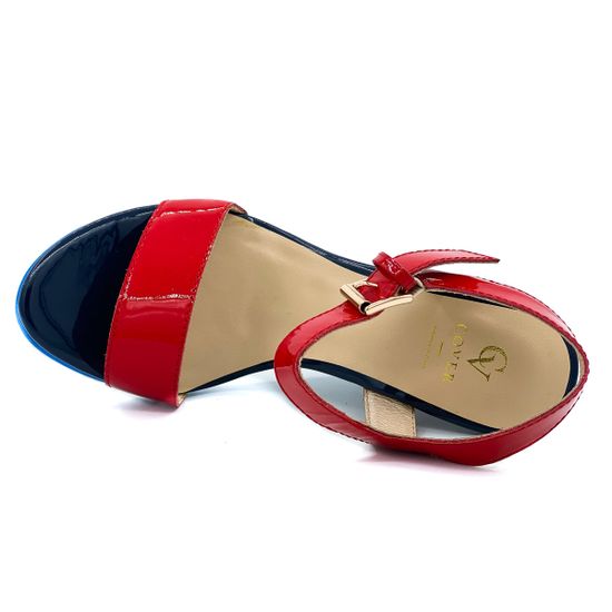 Босоножки Cover бело-сине-красные из лакированной кожи - фото 5, 