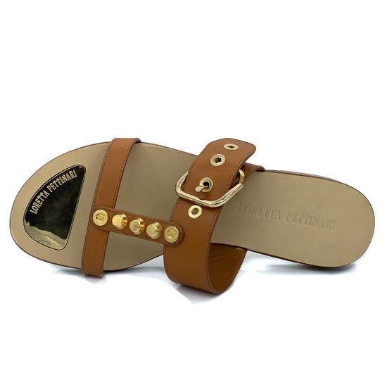 Шлепанцы Loretta Pettinari коричневые кожаные - фото 4, 4736 LP