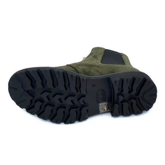 Ботинки Donna Soft зеленые замшевые МЕХ - фото 4, 