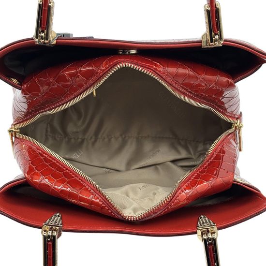 Сумка Gilda Tonelli красная лакированная тиснение &quot;крокодил&quot; - фото 5, 1903 TON ROSSO