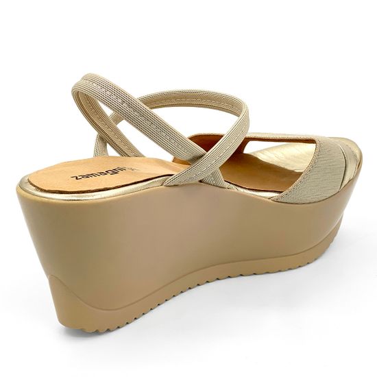 Босоножки Zamagni золотые текстильные с кожаными вставками - фото 3, Z470 ZAM ORO