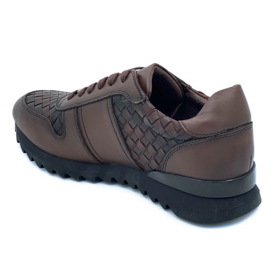 Кроссовки Marcelo Lopez коричневые кожаные демисезонные - фото 3, 