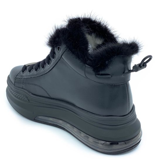 Ботинки Ilasio Renzoni черные кожаные МЕХ - фото 3, 