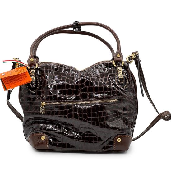 Сумка Marino Orlandi коричневая лакированная - фото 3, 4913 MO MORO