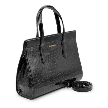 Саквояж Gilda Tonelli черный лакированный тиснение &quot;крокодил&quot; - фото 2, 1081 TON NERO