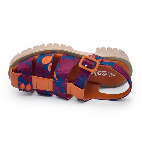 Сандалии NILA&amp;NILA текстиль/кожа бордо/рыжие - фото 5, GIO24002 NIL