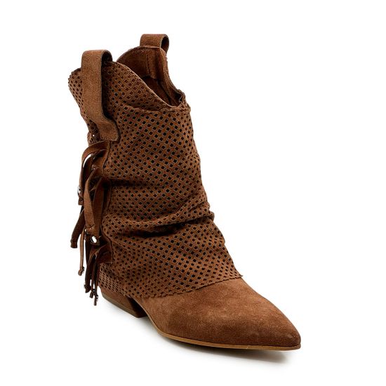 Полусапоги казаки MIMMU коричневые замшевые демисезонные - фото 2, M6726M2 MIM MORO