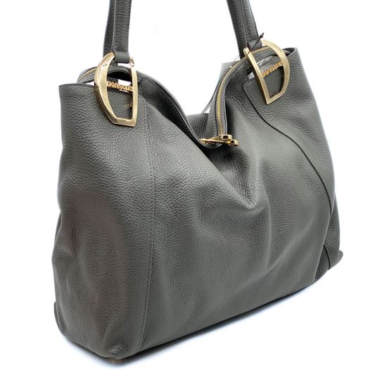 Сумка Di Gregorio серая кожаная - фото 2, 