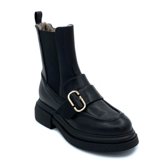 Ботинки Mot Cle черные кожаные МЕХ - фото 2, 