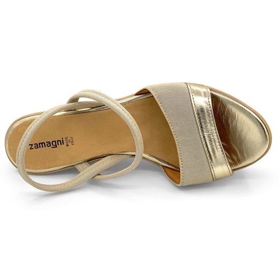 Босоножки Zamagni золотые текстильные с кожаными вставками - фото 5, Z470 ZAM ORO