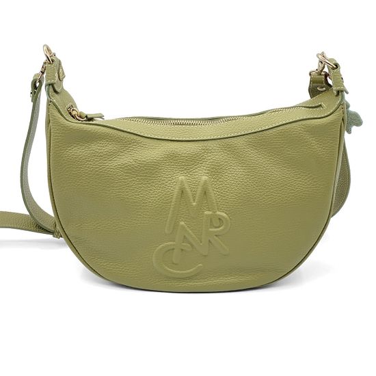 Сумочка-банан Marina Creazioni зеленая кожаная - фото 1, 