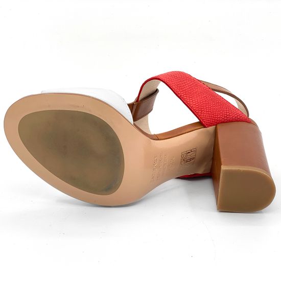 Босоножки Renzi кожаные триколор красный коричневый белый - фото 4, 501806 RZ