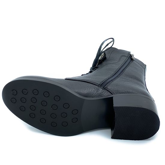 Ботинки Cover черные кожаные МЕХ - фото 4, 