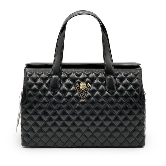 Сумка саквояж Valentino Orlandi черная кожаная - фото 1, 
