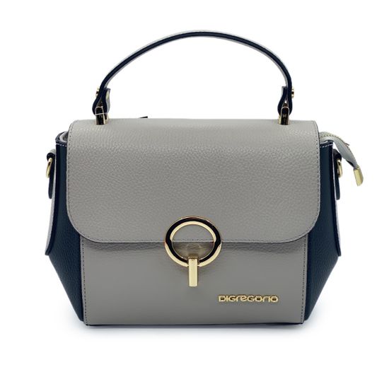 Сумка Di Gregorio серая/черная кожаная - фото 1, 