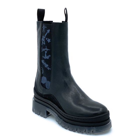 Ботинки челси Mimmu черные демисезонные комбинация кожи и замши - фото 2, E442E1 MIM NERO