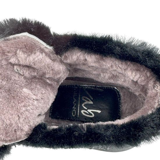 Ботинки Lab Milano черные замшевые со стразами на меху - фото 7, G064240118 LAB NERO