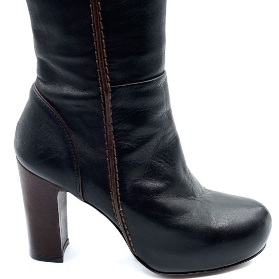 Сапоги Zamagni черно-коричневые кожаные демисезонные - фото 5, 130 ZAM