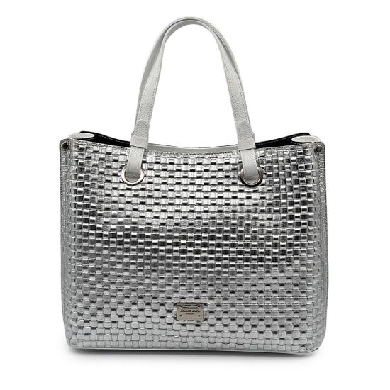 Сумка Renato Angi кожаная плетеная серебряная/белая - фото 1, 3252217 RA BIANCO